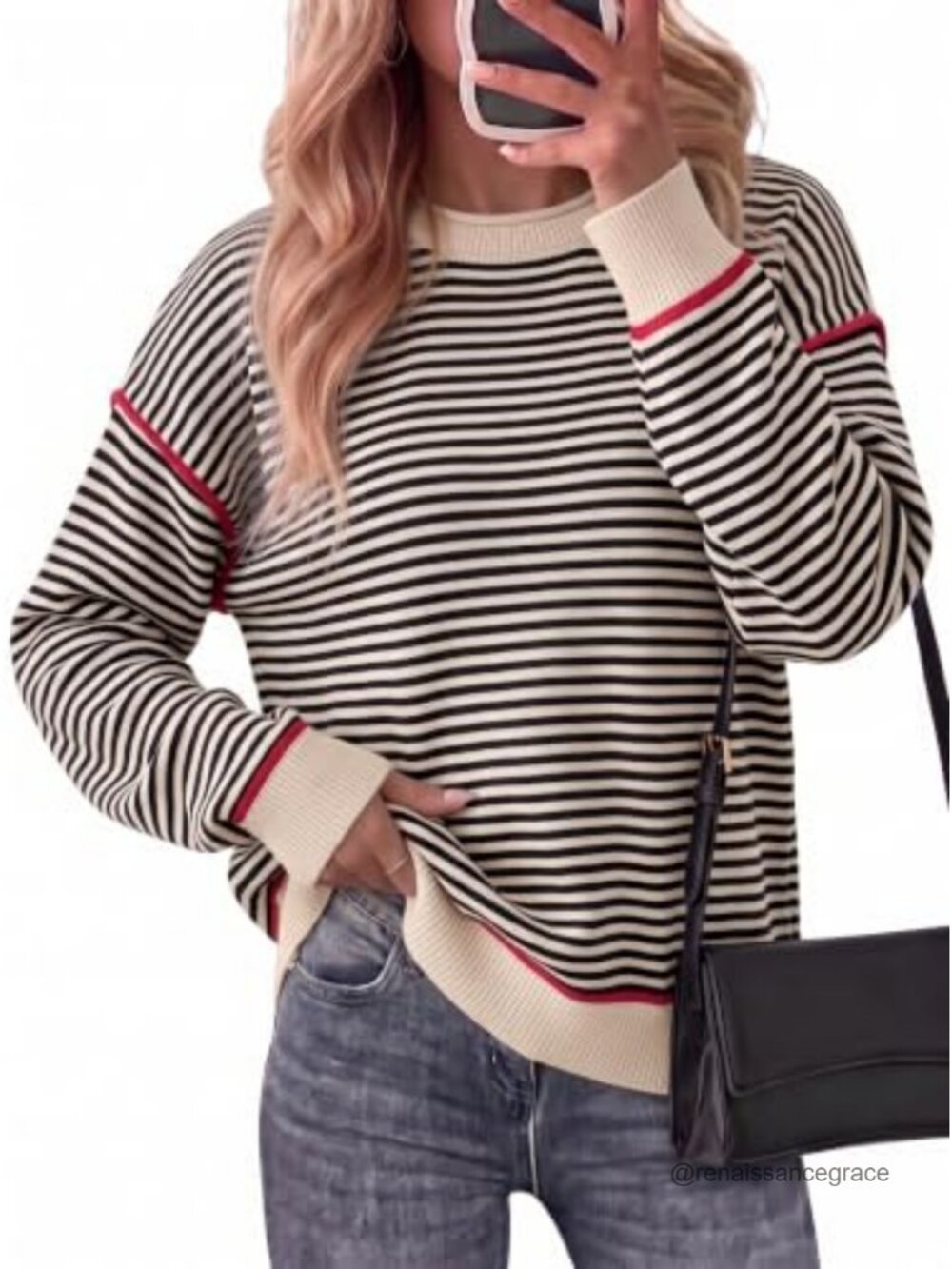 Oversized Striped Knit Pullover Sweater